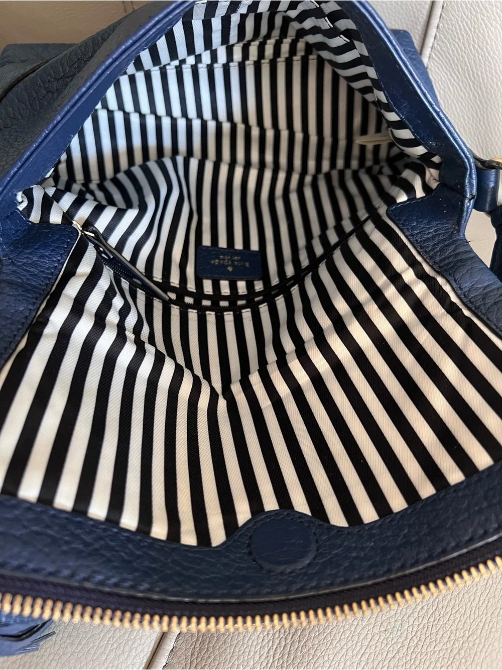 Kate Spade New York Avenue Blue Leather Cross Body Bag with Tassel